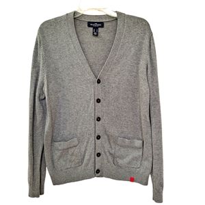 Lands' End The Outfitters Classic Gray Button Front Cardigan Sweater Medium